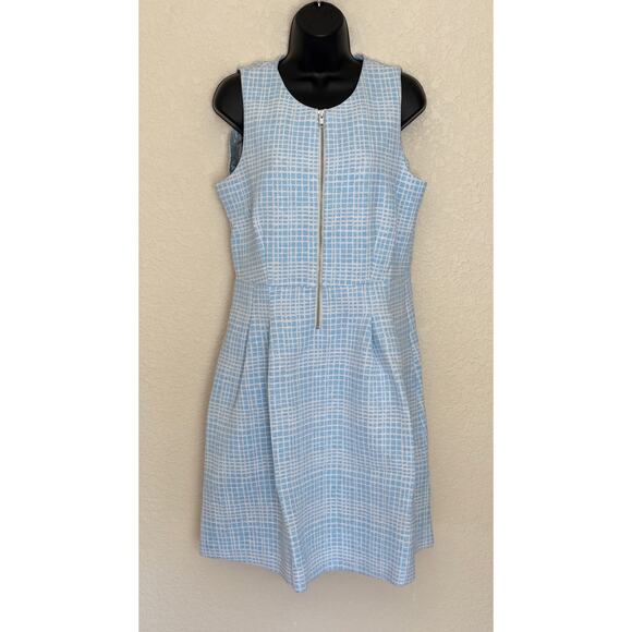 J. McLaughlin Scuba Dress Neoprene Fit and Flare Geo Block Preppy Beach, L - Picture 1 of 15